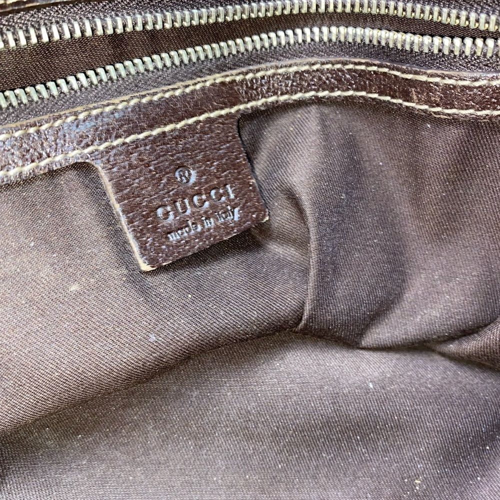 Authentic GUCCI GG Logo Canvas Leather Trim Tote - Picture 9 of 12